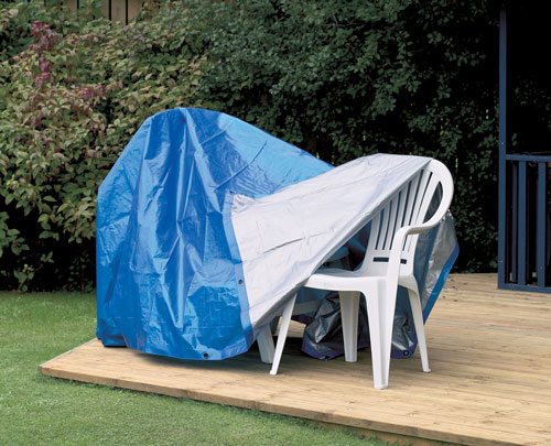 Tarp Covering Garden Furniture